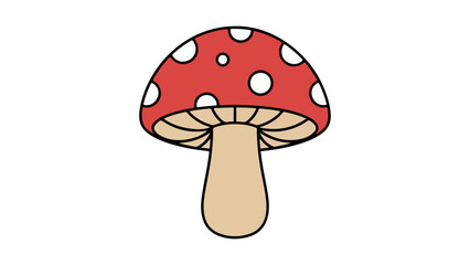 simple red mushroom vector illustration on white background, red mushroom cartoon sign illustration with skin color low side