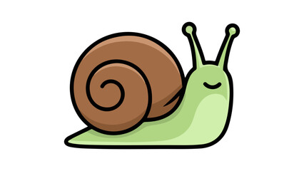 cute smiling green snail with brown shell on the back vector illustration on white background © Giorgi