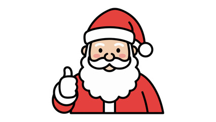 cute simple sata claus showing like sign and smiling on white background vector illustration