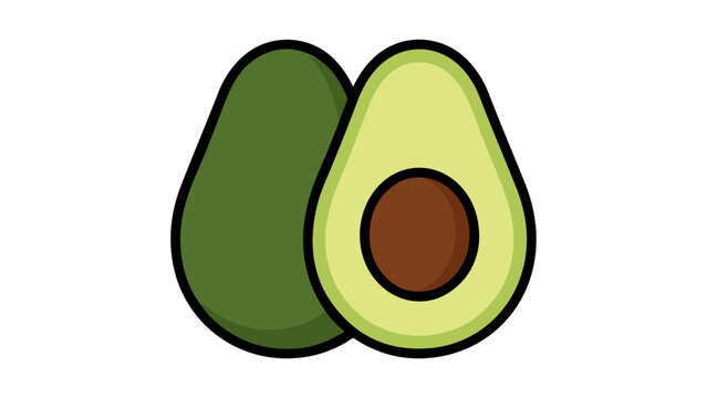 avocado cut in the middle on a white background simple vector illustration