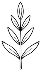 Obraz premium Stylized outline drawing of a branch with multiple leaves