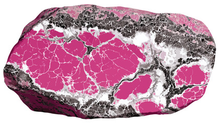 Fototapeta premium Large Pink Stone on White Background with Black and White Highlights