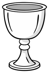 Simple cartoon illustration of a silver chalice or holy grail trophy cup