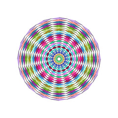 Colorful Geometric Spiral Mandala with Vibrant Diamond Shapes on White Background