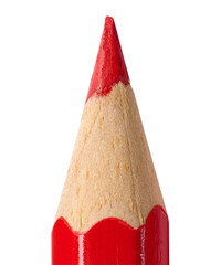 Wooden red pencil with a sharp tip for drawing on an isolated background