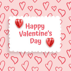 Valentine's Day Gift Voucher, Love Banner with sweet Love Decor elements on minimalistic stylish background. Valentine's day design card