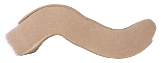 A broad brushstroke of nude or beige foundation with a distinct wave texture from the brush, glossy finish