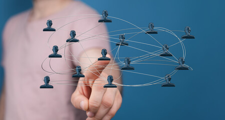 Digital network concept of people connected with each other. Illustrating teamwork, connections, online communities and communication