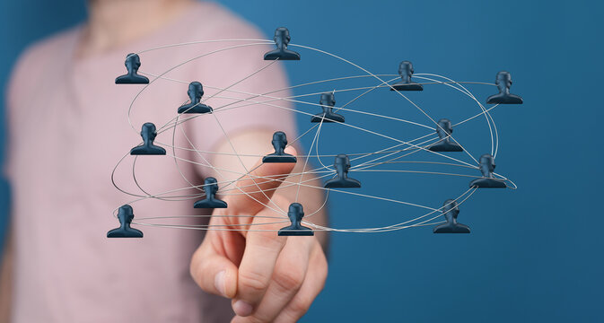 Digital network concept of people connected with each other. Illustrating teamwork, connections, online communities and communication - Powered by Adobe