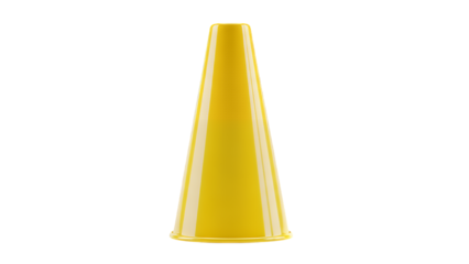 Bright yellow megaphone isolated on a clean white background, perfect for sports, events, and promotions