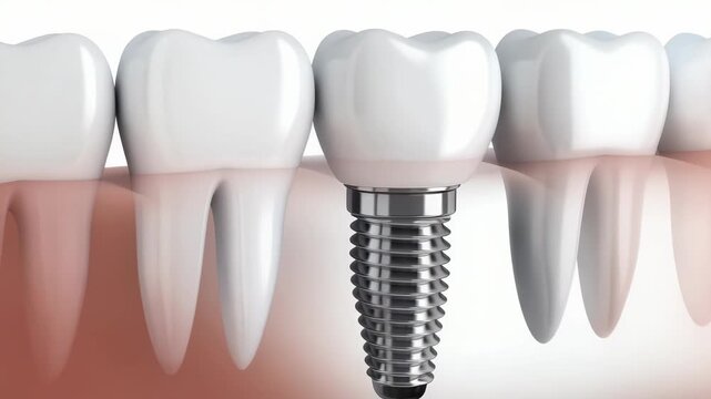 Oral implant: titanium root, gum healing, tooth support, bone fusion, surgical placement, molar restoration, smile recovery, jaw stability, crown attachment, bite strength, dental solution