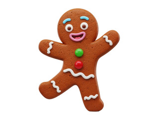 Obraz premium Gingerbread man cookie character with icing decorations isolated on transparent background