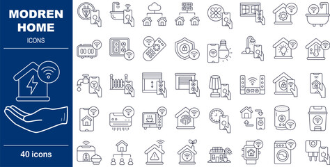 SmartHome Connect IoT and Home Automation Vector Icon System (40+ Smart Living Symbols)