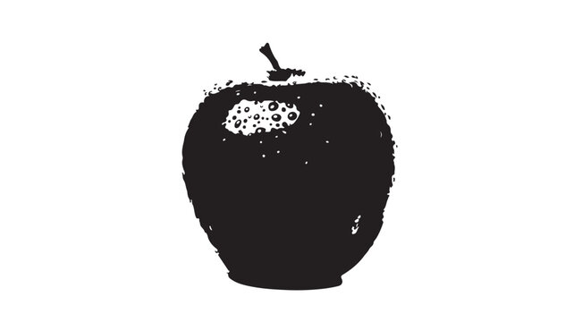 Black Apple Silhouette Grunge Texture Vector Illustration Isolated on White Background