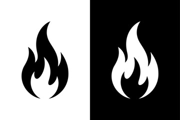 Fire Flame Icon Silhouette Vector Black and White Glyph Design
