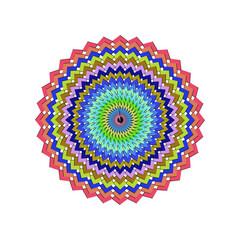 Vibrant Geometric Mandala with Rainbow Colors and Intricate Patterns