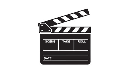 Fototapeta premium Film Clapperboard Black and White Vector Icon Isolated on White Background