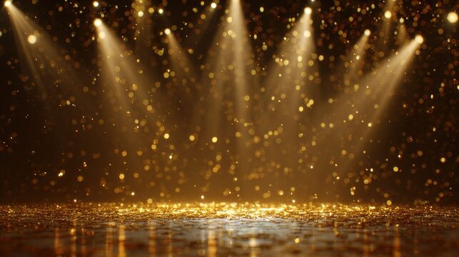 Big confetti falling lights spotlights glowing celebration festive party atmosphere - Powered by Adobe