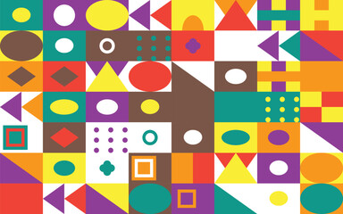 Vibrant Geometric Pattern with Abstract Shapes and Bold Colors
