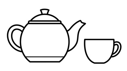 Obraz premium Minimalist Teapot and Cup Illustration for Tea Time