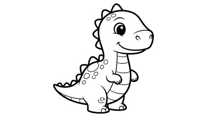 Cheerful Dinosaur Outline A Cute and Friendly Prehistoric Pal in Black and White