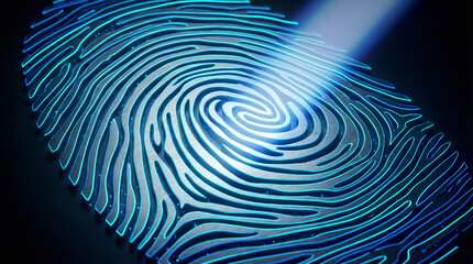 3D digital biometric fingerprint topography map for cybersecurity concept