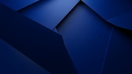 Dark blue geometric abstract background with shadows and light