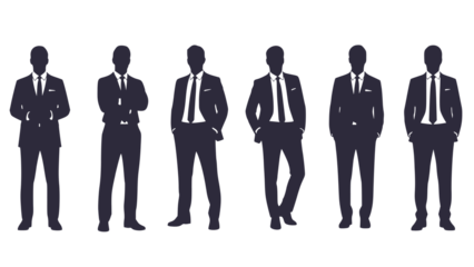 Six businessmen in various poses