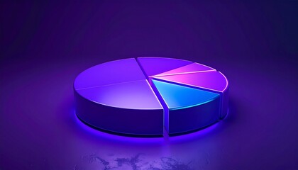 Fototapeta premium Abstract Pie Chart in Purple and Blue Tones on Dark Background with Glowing Edges