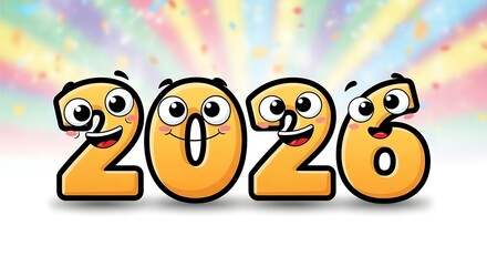 Fototapeta premium Cute cartoon numbers 2026