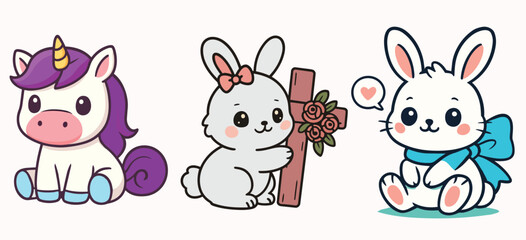 Cute cartoon animals with a religious theme