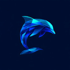 abstract blue background with dolphin