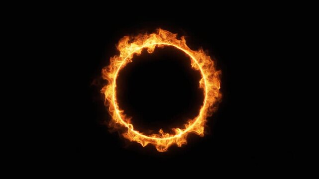 Fiery Ring of Fire Eclipse Effect on Black Background.