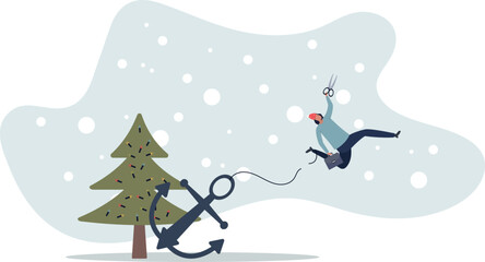 Freedom, relief or escape from bad habit, psychology anchoring effect or cut heavy burden to growing more concept.life and employment of people. © Oleg