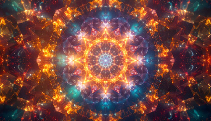 Intricate kaleidoscope of vibrant colors and mesmerizing patterns.