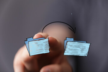 Image depicts data transfer, file sharing, digital archiving, document management, and workflow optimization.