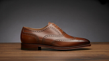  Men s burgundy leather loafer on a wooden surface