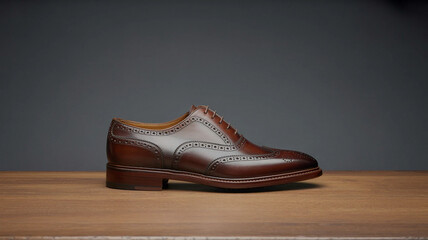  Men s burgundy leather loafer on a wooden surface