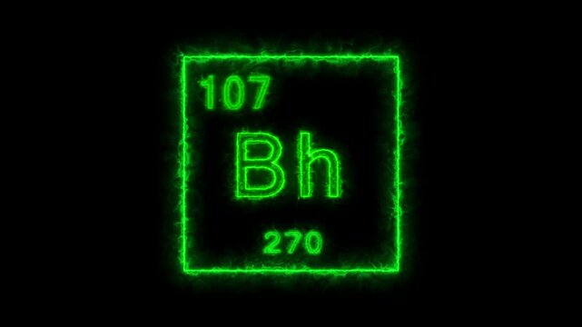 Bohrium - periodic table element symbol hologram, chemical element Periodic Table, atomic weight element number ,glowing .. - Powered by Adobe