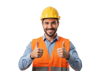 Construction worker giving thumbs up isolated on transparent background