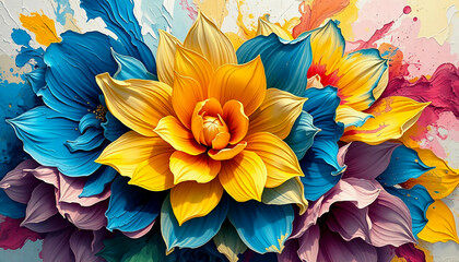 Flowers painted with oil paint