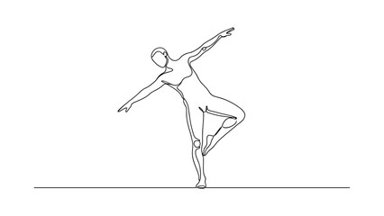 Fototapeta premium Graceful one line ballet dancer in minimalist pose