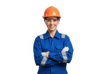 Confident construction worker isolated on transparent background