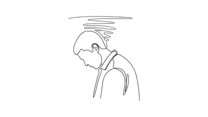 Minimalist line art of a reflective person with abstract thoughts