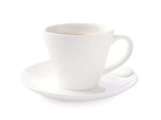 Aromatic coffee in cup isolated on white