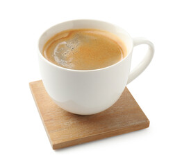 Cup of aromatic coffee isolated on white