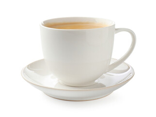 Aromatic coffee in cup isolated on white