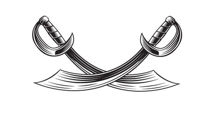 Two crossed sabers vintage style illustration on transparent background silhouette