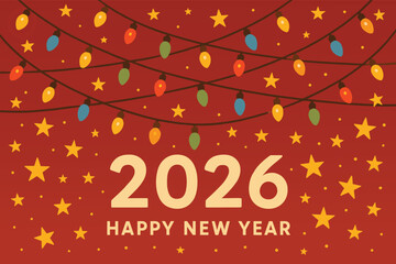 Minimal 2026 Typography Poster With Golden Stars Poster