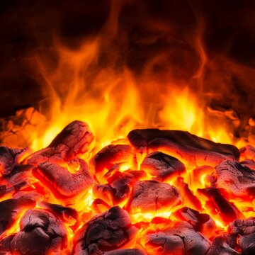 Burning Coals and Flames Hot Embers Glow, fire , energy